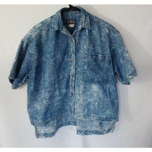 Vintage A.B.S California Acid Wash Women’s Cropped Shirt Size Medium ABS shirt